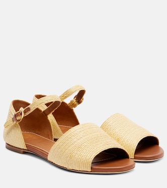Catharine raffia and leather sandals | Staud