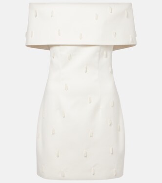 Beaded off-shoulder satin minidress | Rotate