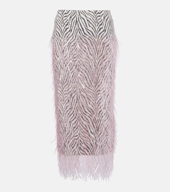 Fringed zebra-print midi skirt | Jacques Wei