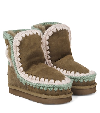 Embroidered shearling-lined suede boots | Mou Kids