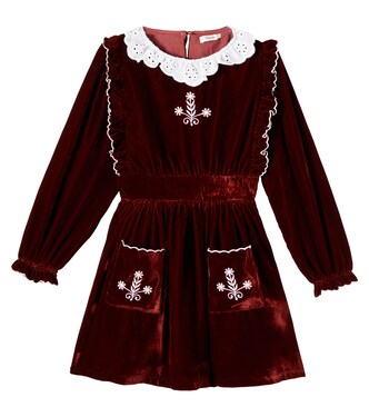 Abril floral embroidered velvet dress | The New Society