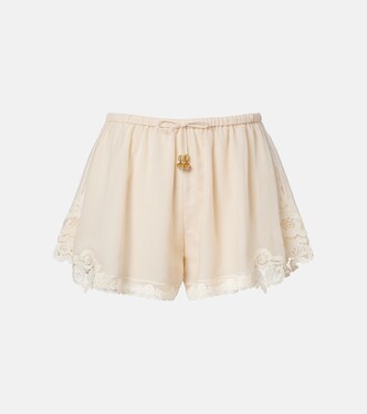 Awaken lace-trimmed cotton and silk shorts | Zimmermann
