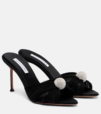 Pantoletten Mystery 85 aus Satin mit Leder | Aquazzura