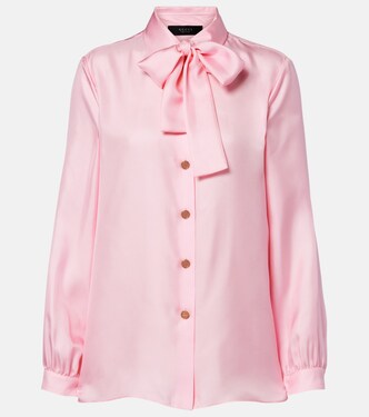 Blusa de sarga de seda con lazada | Gucci