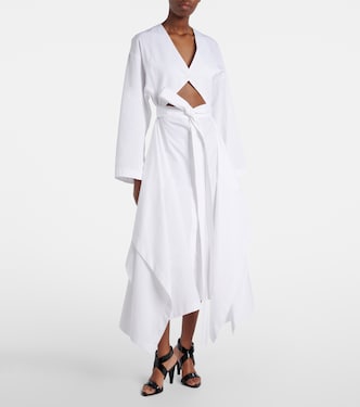 alaia cotton poplin dress Alaïa, Cutout midi dress, Women, White, US 8, Dresses Color:Moontide The side slit pockets Nude Gold Eye on Style: The White