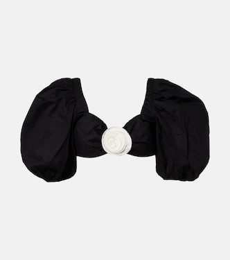 Floral-appliqué cotton-blend crop top | Adriana Degreas