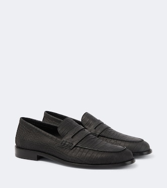 Croc-effect leather penny loafers | Manolo Blahnik
