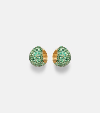 Icon Poppy 18kt gold hoop earrings with emeralds | Octavia Elizabeth