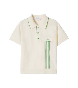 Greca linen and cotton polo shirt | Versace Kids