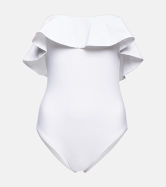 Ruffle-trimmed off-shoulder swimsuit | Karla Colletto