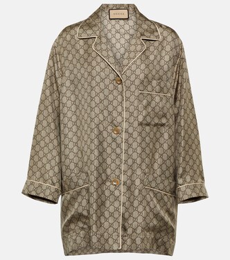 Camicia oversize in seta GG Supreme | Gucci