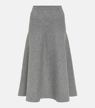 High-rise wool-blend midi skirt | Valentino