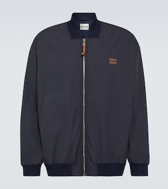 Logo cotton-blend bomber jacket | Miu Miu