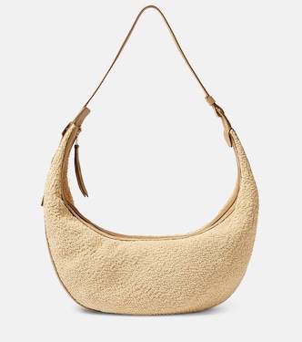Augustina suede-trimmed raffia shoulder bag | Khaite