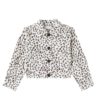 Leopard-print cotton-blend gabardine jacket | Monnalisa