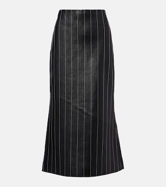 Embroidered leather midi skirt | Victoria Beckham