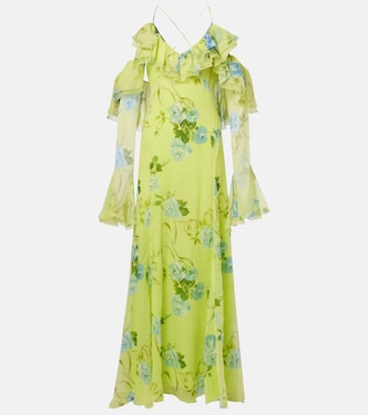 Robe longue en crêpe de soie à fleurs | Blumarine