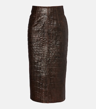 Loretta croc-effect leather pencil skirt | Emilia Wickstead