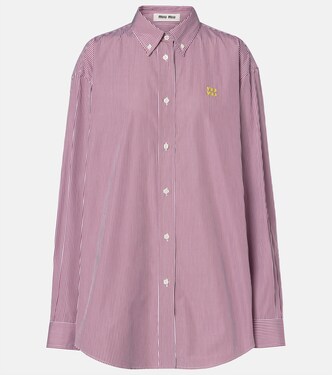 Striped oversized cotton shirt | Miu Miu