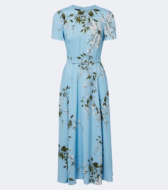 Robe midi ceinturée à fleurs | Monique Lhuillier