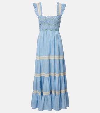 Aubrie lace-trimmed cotton midi dress | Rixo