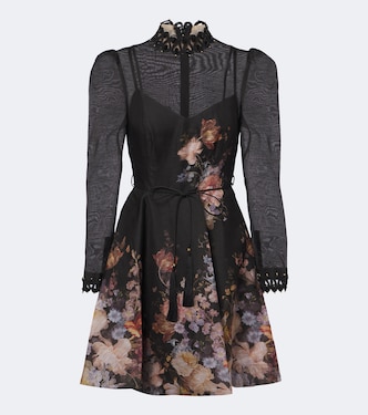 Valiant floral linen and silk minidress | Zimmermann