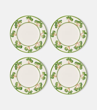Palms set of 4 ceramic dinner plates | Les-Ottomans