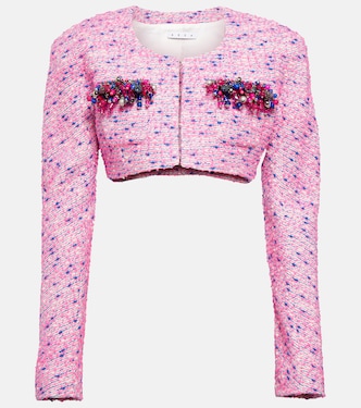 Embellished bouclé cropped jacket | Area