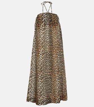 Leopard-print voile maxi dress | Ganni