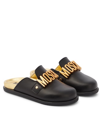 Pantoletten aus Leder | Moschino Kids