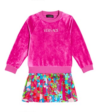 Logo pleated sweater dress | Versace Kids