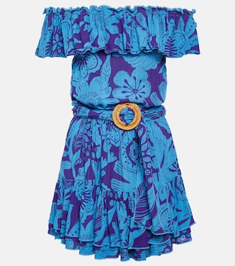 Robe Bella imprimée à encolure bardot | Poupette St Barth