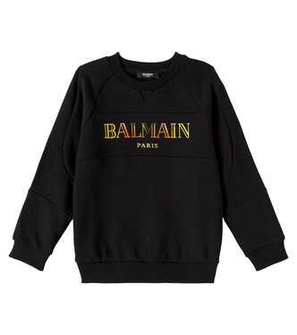 Logo cotton jersey sweatshirt | Balmain Kids