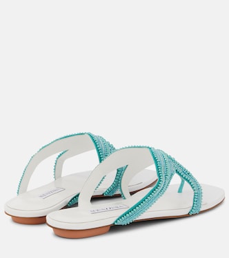 Reef Star embellished leather sandals in white - Aquazzura | Mytheresa