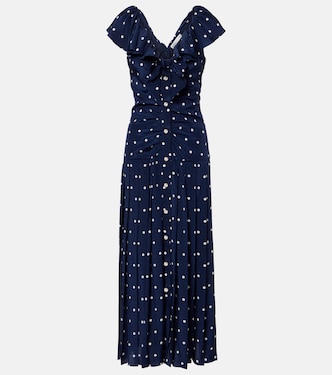 Polka-dot ruffled silk midi dress | Alessandra Rich