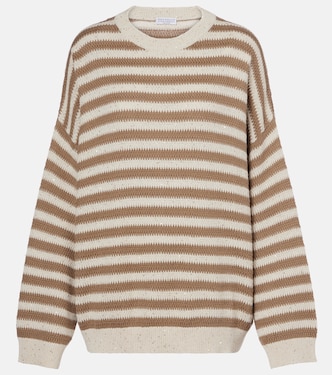Pull rayé en coton mélangé | Brunello Cucinelli