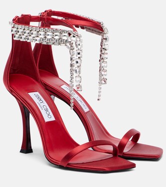 Verity 100 embellished satin sandals | Jimmy Choo