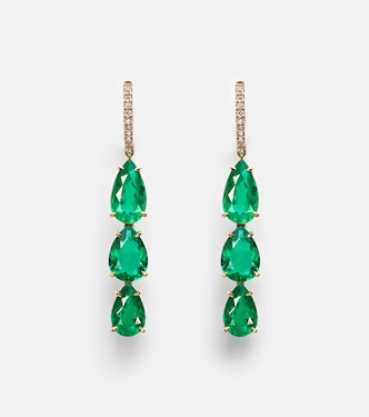 Anya 18kt gold drop earrings with diamonds and emeralds | Anita Ko