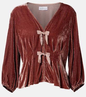 Elida bow-detail velvet top | Velvet