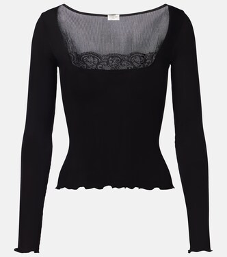 Lace-trimmed silk top | Saint Laurent