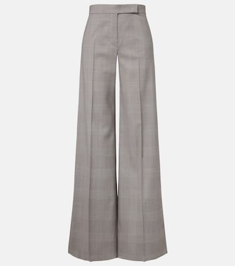 Pantaloni a gamba larga in lana a quadri | Max Mara