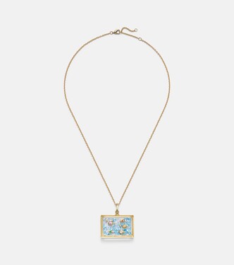 L'Acquarium 9kt gold pendant necklace with gemstones | Yvonne Léon