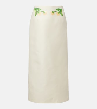 Quinn embellished wool and silk midi skirt | Leo Lin
