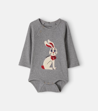 Baby patch-appliqué cotton-blend bodysuit | Mini Rodini