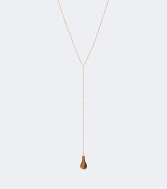 Tiger's Eye embellished 18kt gold-plated necklace | Toteme