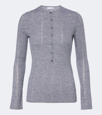Camiseta con botones Olea de pointelle de lana | Gabriela Hearst