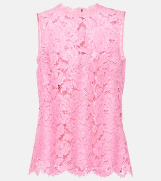 Floral crepe de chine lace top | Dolce&Gabbana