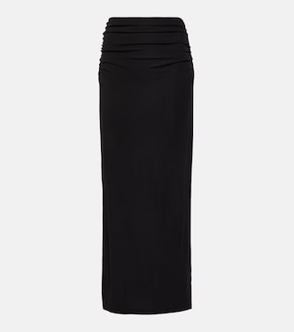 Hilton ruched jersey midi skirt | Velvet