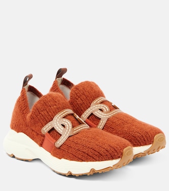 Kate leather-trimmed slip-on sneakers  | Tod's