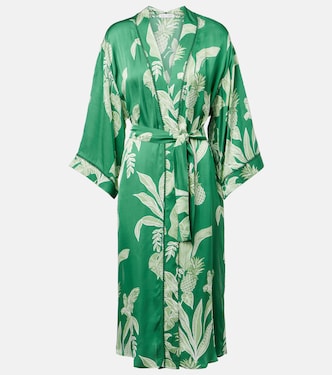 Cafetan Erica en satin à fleurs | Poupette St Barth